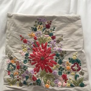 Anthropologie 18x18 Embroidered Decor Pillow Cover